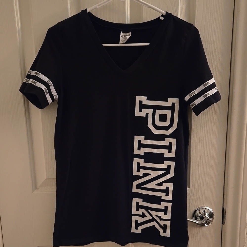 PINK Black V-Neck T-Shirt